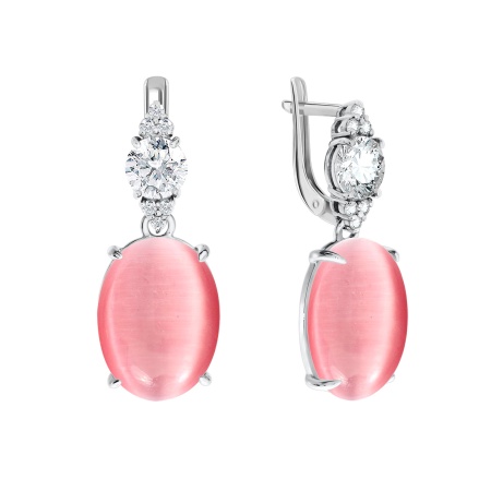 Купить оптом серьги из серебра с имитацией кошачьего глаза и фианитами 2340260936-30 от Krasnoe