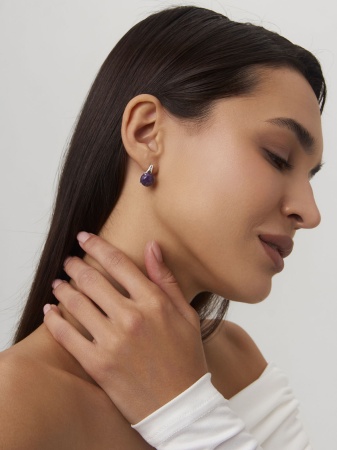 Купить оптом серьги из серебра с чароитами 2340460124 от Krasnoe