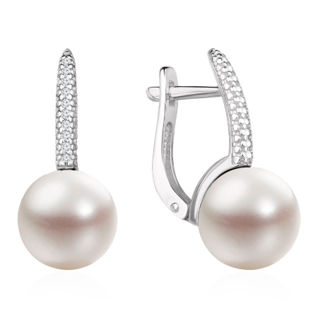 Купить оптом серьги из серебра с жемчугами и фианитами 2340241606л от Krasnoe