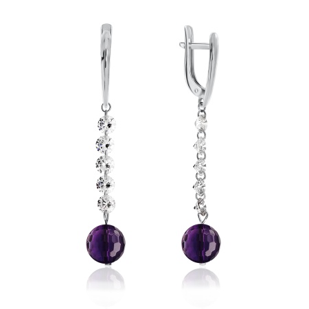 Купить оптом серьги из серебра с аметистами и фианитами 2340060624 от Krasnoe