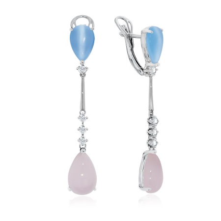 Купить оптом серьги из серебра с агатами, кошачий глазами и фианитами 2340881208-1-32 от Krasnoe