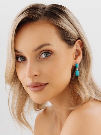 Купить оптом серьги из серебра с ситаллами и бирюзой 2340311434-78 от Krasnoe