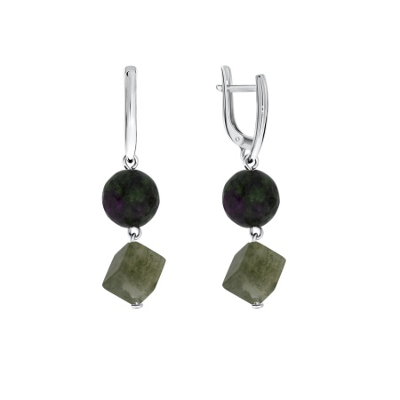 Купить оптом серьги из серебра с цоизитами и агатами 2340870687-11 от Krasnoe