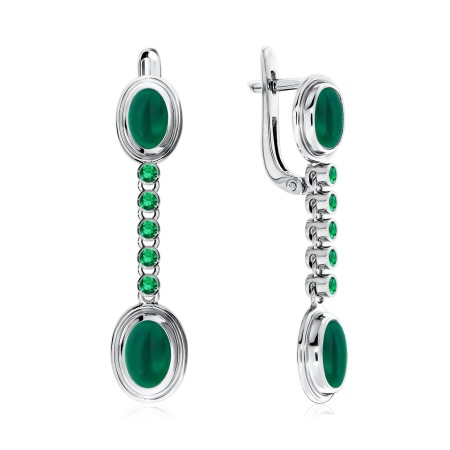 Купить оптом серьги из серебра с агатами и наноизумрудами 2340390377л-А11 от Krasnoe