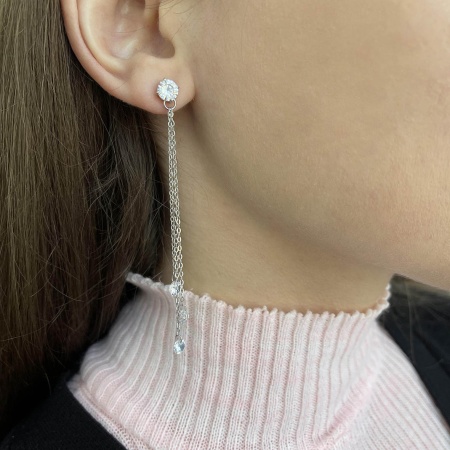 Купить оптом пусеты из серебра с фианитами 2340201624-2 от Krasnoe