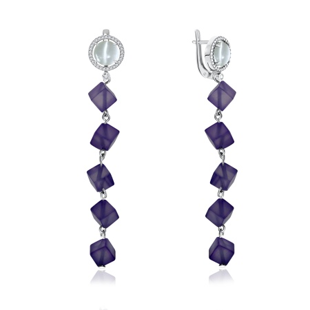 Купить оптом серьги из серебра с кошачий глазами, агатами и фианитами 2340870663-12 от Krasnoe