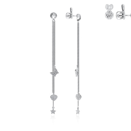 Купить оптом пусеты из серебра с фианитами 2340200690л от Krasnoe