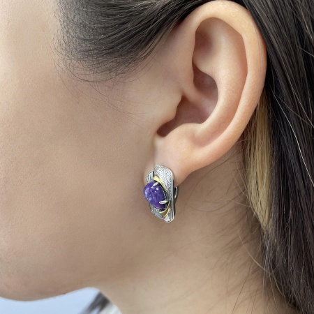 Купить оптом серьги из серебра с чароитами 2317462394 от Krasnoe