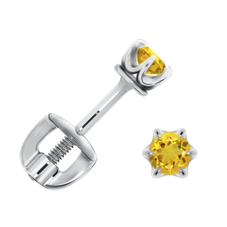 Купить оптом пусеты из серебра с цитринами П340110230 от Krasnoe