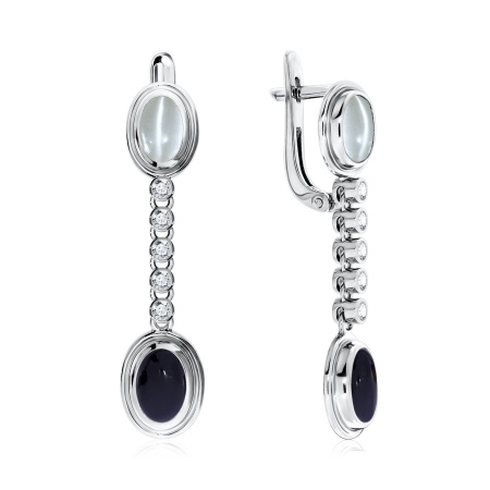 Купить оптом серьги из серебра с агатами и кошачий глазами 2340870377л-АК1 от Krasnoe