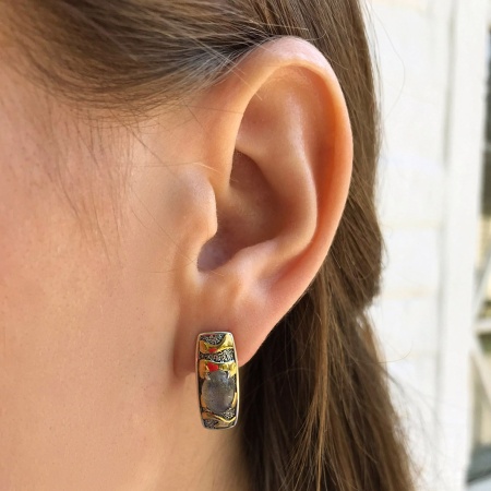 Купить оптом серьги из серебра с лабрадоритами 2317Л01758 от Krasnoe