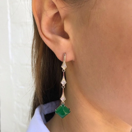 Купить оптом серьги из серебра с агатами и фианитами 2340391202-60 от Krasnoe