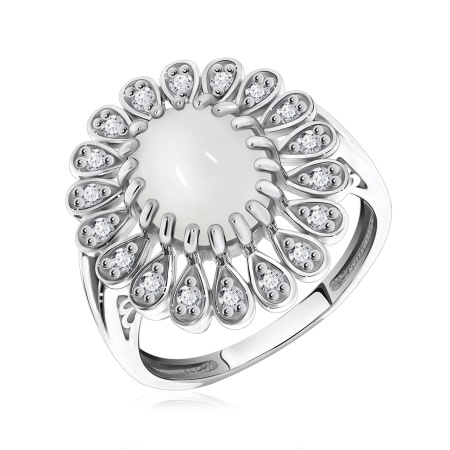 Купить оптом кольцо из серебра с агатом и фианитами 1340390251-10 от Krasnoe