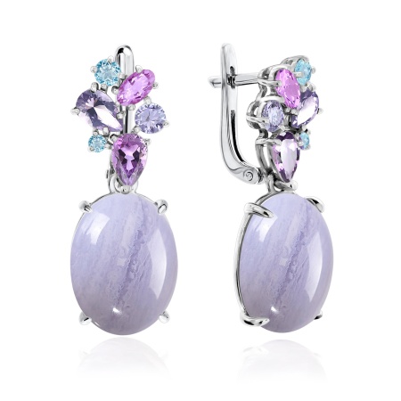 Купить оптом серьги из серебра с агатами, ситаллами и фианитами 2340390874-2 от Krasnoe