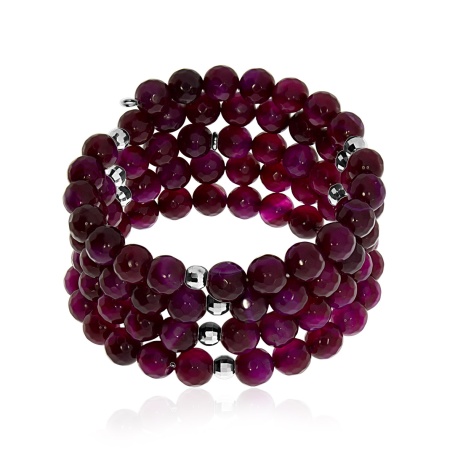 Купить оптом браслет из серебра с проволока (с памятью)ом и агатами 4300659421-30 от Krasnoe