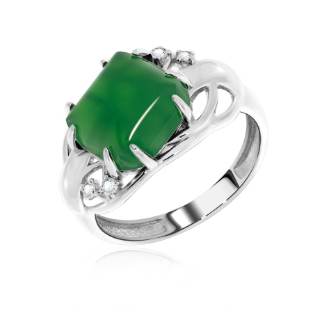 Купить оптом кольцо из серебра с агатом и фианитами 1340390984-60 от Krasnoe