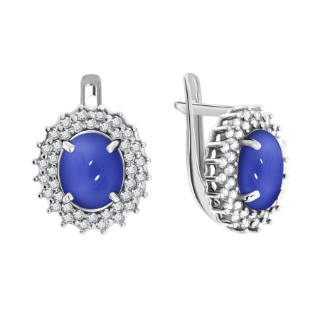 Купить оптом серьги из серебра с халцедоном и фианитами 2340600145л-80 от Krasnoe