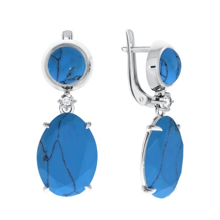 Купить оптом серьги из серебра с фианитами и бирюзой 2340270506-1 от Krasnoe