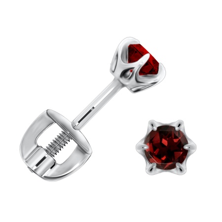 Купить оптом пусеты из серебра с гранатами П340150335 от Krasnoe