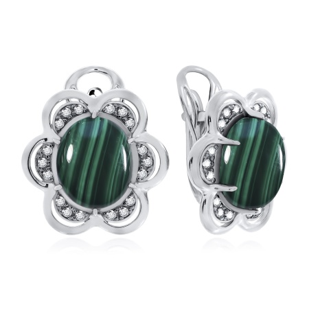 Купить оптом серьги из серебра с малахитами и фианитами 2348381882л от Krasnoe