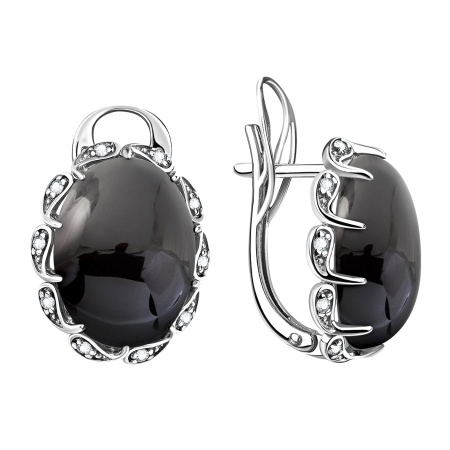 Купить оптом серьги из серебра с агатами и фианитами 2340395114л-20 от Krasnoe
