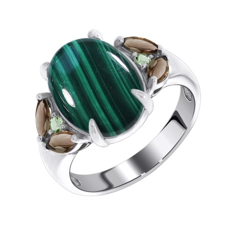 Купить оптом кольцо из серебра с малахитом и фианитами 1340380886 от Krasnoe