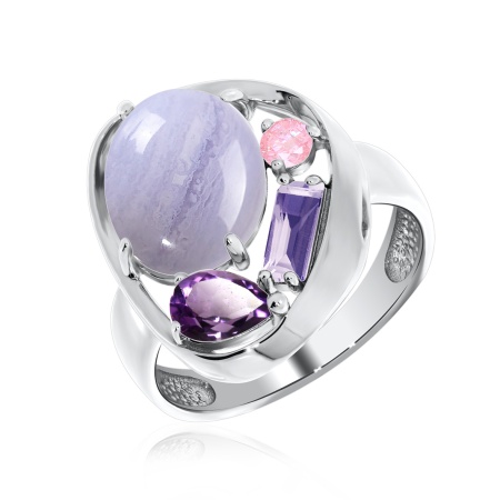 Купить оптом кольцо из серебра с агатом и фианитами 1340391168-84 от Krasnoe