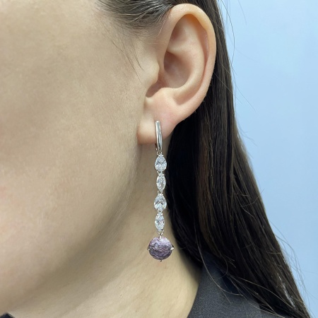 Купить оптом серьги из серебра с чароитами и фианитами 2340461205-1-1 от Krasnoe