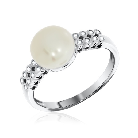 Купить оптом кольцо из серебра с жемчугом и фианитами 1340050805л от Krasnoe