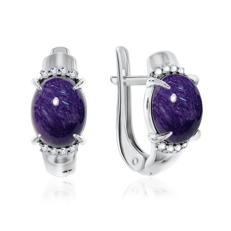 Купить оптом серьги из серебра с чароитами и фианитами 2340460371л от Krasnoe