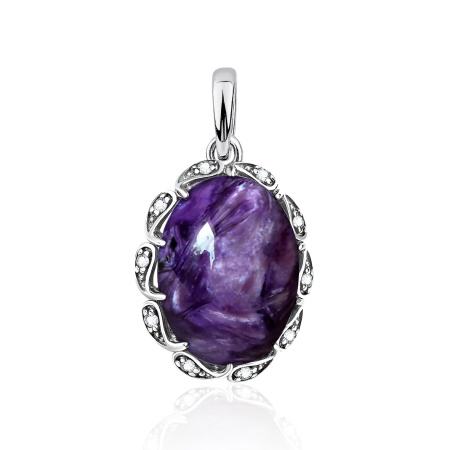 Купить оптом подвеска из серебра с чароитом и фианитами 3340465114л от Krasnoe