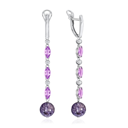 Купить оптом серьги из серебра с чароитами, фианитами и аметистами 2340461309л-2 от Krasnoe