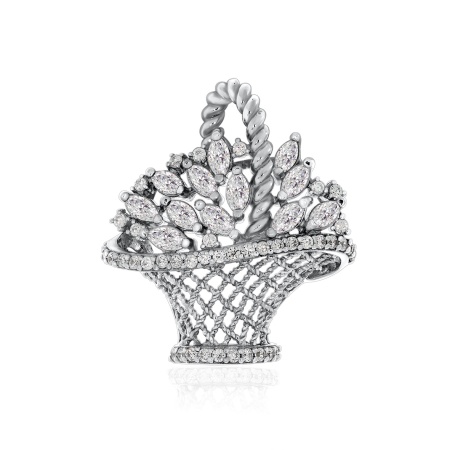 Купить оптом брошь из серебра с нанокристаллами и фианитами 6340873574л от Krasnoe