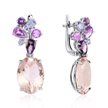 Купить оптом серьги из серебра с ситаллами и фианитами 2340880882-36 от Krasnoe