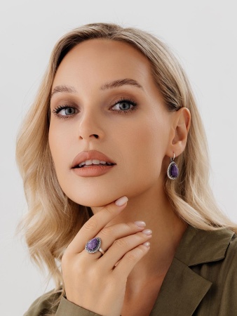 Купить оптом серьги из серебра с чароитами 2310465062 от Krasnoe