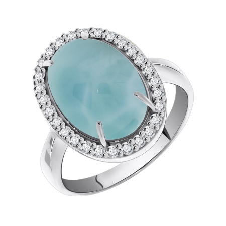 Купить оптом кольцо из серебра с ларимаром и фианитами 1340Л10253л от Krasnoe