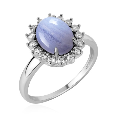 Купить оптом кольцо из серебра с агатом и фианитами 1340395519л-1-84 от Krasnoe