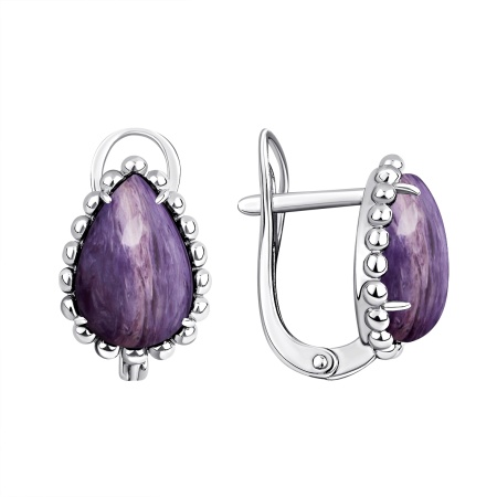 Купить оптом серьги из серебра с чароитами 2340465093 от Krasnoe