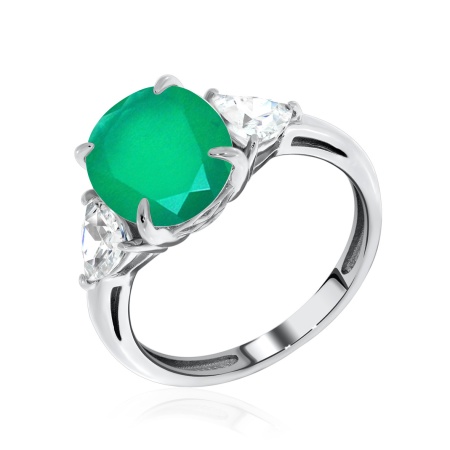 Купить оптом кольцо из серебра с агатом и фианитами 1340390998-60 от Krasnoe