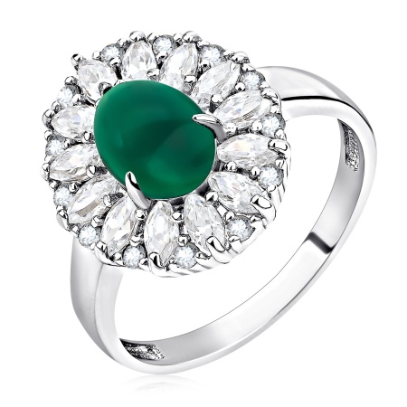 Купить оптом кольцо из серебра с агатом и фианитами 1340394314-60 от Krasnoe