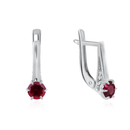 Купить оптом серьги из серебра с натуральными корундами и фианитами 2340160245-37 от Krasnoe