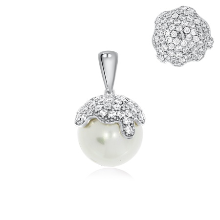 Купить оптом подвеска из серебра с жемчугом и фианитами 3340240807л-1 от Krasnoe