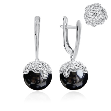 Купить оптом серьги из серебра с агатами и фианитами 2340390807л-1-20 от Krasnoe