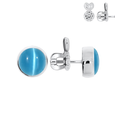 Купить оптом пусеты из серебра с кошачий глазами П340262780-70 от Krasnoe