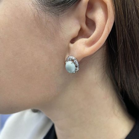 Купить оптом серьги из серебра с ларимаром 2340Л11865 от Krasnoe