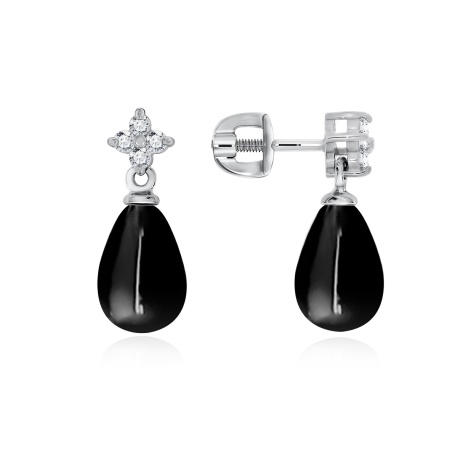 Купить оптом пусеты из серебра с агатами и фианитами П340390812-20 от Krasnoe