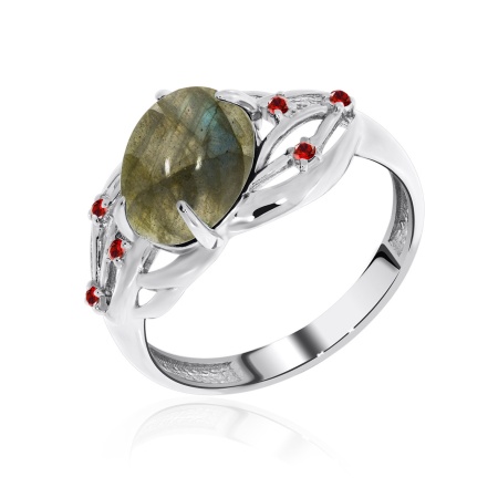 Купить оптом кольцо из серебра с лабрадоритом и ситаллами 1340Л00985 от Krasnoe