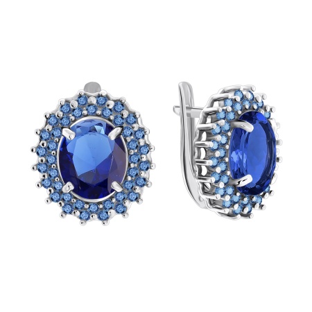 Купить оптом серьги из серебра с фианитами и ситаллами 2340880150л-77 от Krasnoe