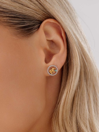 Купить оптом пусеты из серебра с агатами и фианитами 2350391940л-60 от Krasnoe