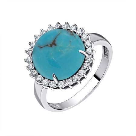 Купить оптом кольцо из серебра с бирюзой и фианитами 1340311977 от Krasnoe